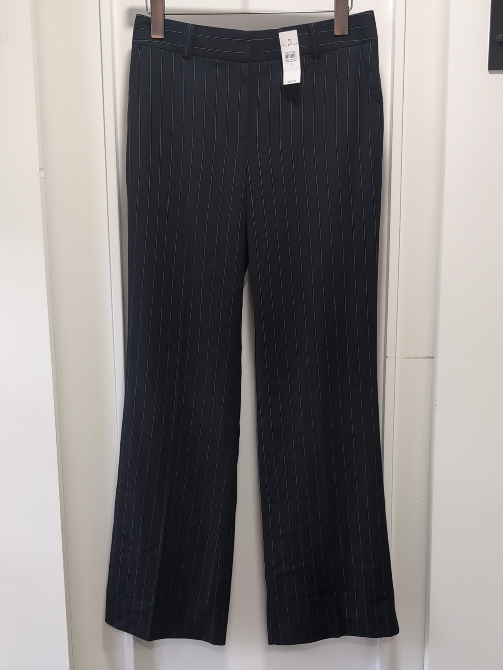 Ann Taylor Navy Pinstripe Boot-Cut Dress Pants